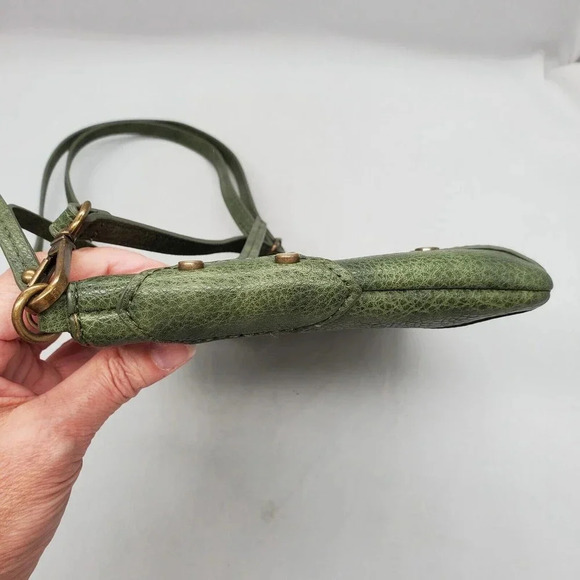 Chicos Purse Green Faux Leather Odette Crossbody Bag Studded Utilitarian Boho - Picture 7 of 16